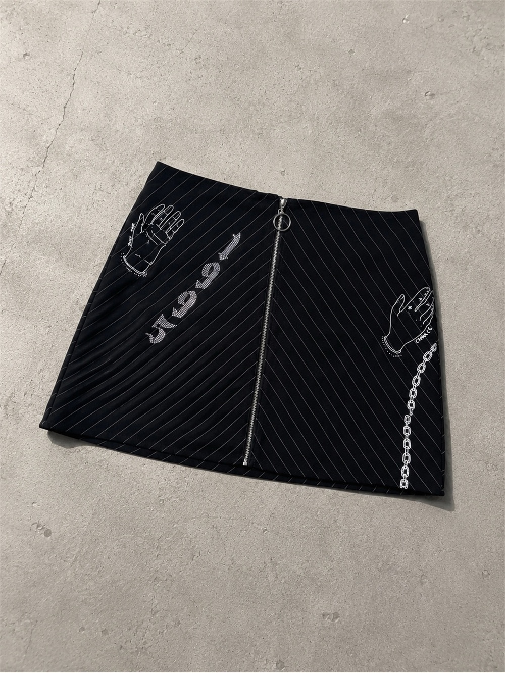 Y2K Forever 21 Collaboration Rhinestone Pinstripe Mini Skirt